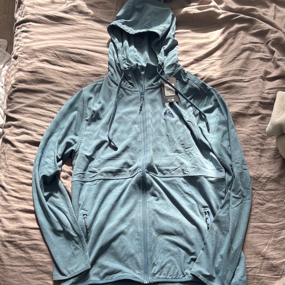 NWT Quicksilver Men's Blue Hooded Jacket with Hoodie